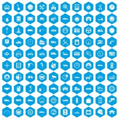 Fototapeta na wymiar 100 garage icons set blue