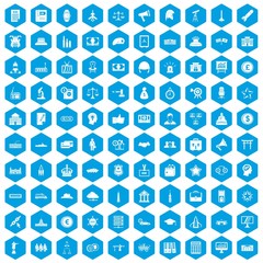 Fototapeta na wymiar 100 government icons set blue