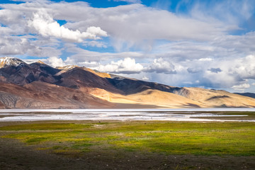 Landscape around Tso Moriri Lake in Ladakh, India