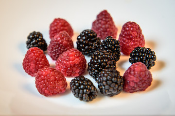 Mixture of berries raspberry and blackberry forest fruit