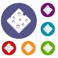 Cheese fresh block icons set