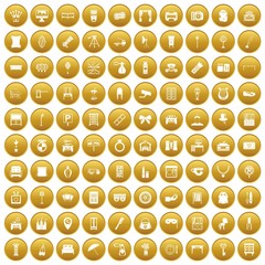 100 mirror icons set gold
