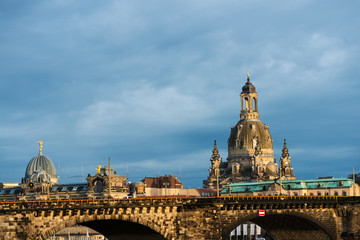 Fototapeta na wymiar Skyline of Dresden on a cloudy day