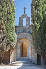Fototapeta na wymiar Medieval monastery built on top of Filerimos hill, Rhodes island, Greece