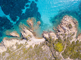 Aerial view of  Santa Maria island, Maddalena archipelago. Sardinia
