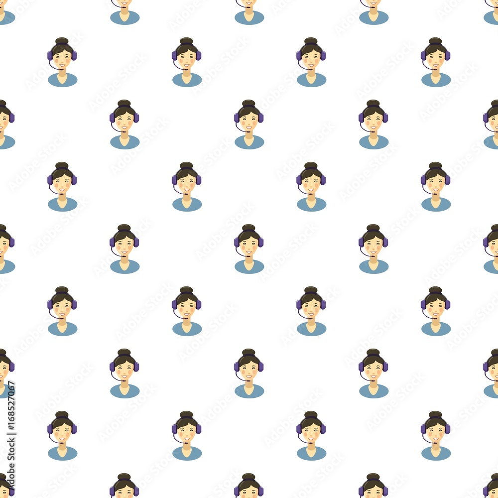 Poster Call center smiling operator with headset pattern