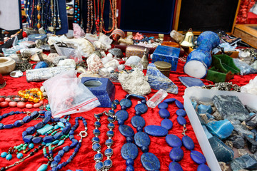 Old beads, precious stones, jewelry from the flea market in Stockholm