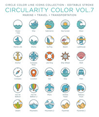 Circle Color Icons Collection Vol.7 - Marine, Travel and Transportation