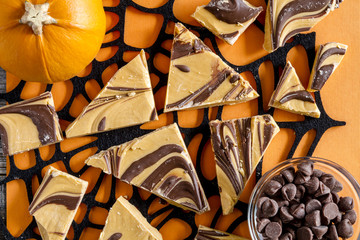Pumpkin Spice and Chocolate Swirled Bark Candy