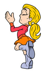 Young Cartoon Girl Kissing Pose