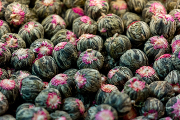Fototapeta na wymiar Flower teas. The Egyptian Bazaar. Istanbul. Turkey. May 2017