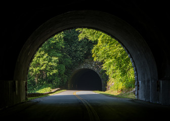 Inside the Twin Tunnels on Blue Ridge Parkway