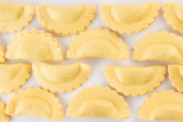 Fresh Ravioli Pasta. Half Moon Shape