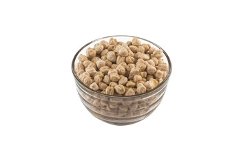 Chickpeas into a glass bowl