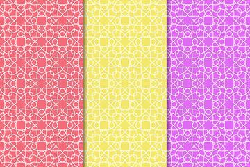 Colored geometric backgrounds. Seamless patterns