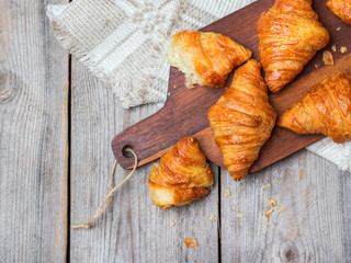 Fresh croissants on a table for breakfast