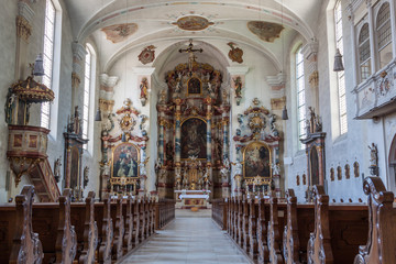 Fototapeta na wymiar Innenansicht einer Kirche am Bodensee