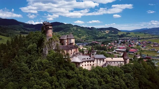Aerial view of Orava castle, one of the most beautiful castles in Slovakia