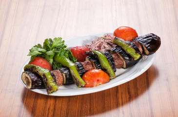 Eggplant Kebab. Eggplant grilled with meat
