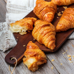 Fresh croissants on a table for breakfast