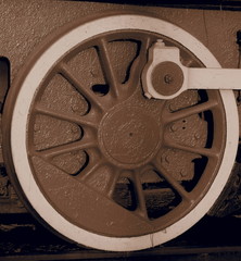 Wheel of a steam locomotive.