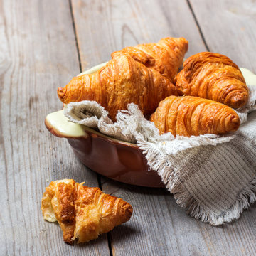 Fresh croissants on a table for breakfast