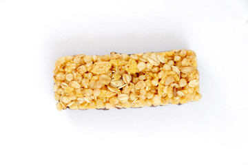 Healthy cereal bar  on white background