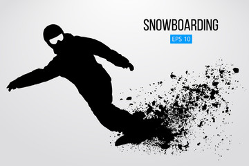 Silhouette of a snowboarder isolated. Vector illustration
