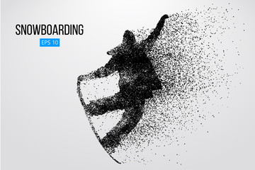 Fototapeta premium Sylwetka snowboarder skoki na białym tle. Ilustracji wektorowych