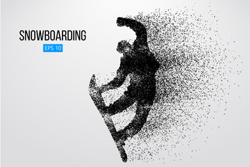 Silhouette of a snowboarder jumping isolated. Vector illustration