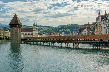 Wooden chapel bridge in Luzern