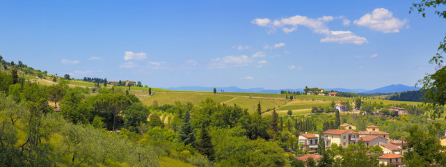 Fototapeta na wymiar Toskana-Panorama, Greve im Chianti-Gebiet 