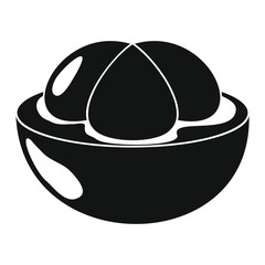 Mangosteen in black simple silhouette style icons vector illustration for design and web