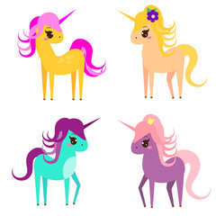 Cute unicorns. Vector illustration
