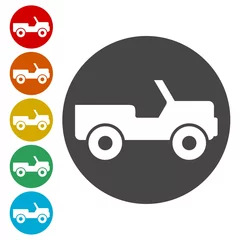 Tableaux sur verre Course de voitures Jeu d& 39 icônes de voiture tout-terrain - Illustration