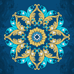 Multicolored ornament on a blue background