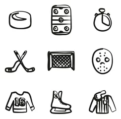 Muurstickers Hockey Icons Freehand  © Bakai