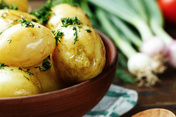 Cooked young potatoes close-up