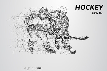 Hockey from the particles. Hockey breaks down into small molecules. Vector illustration