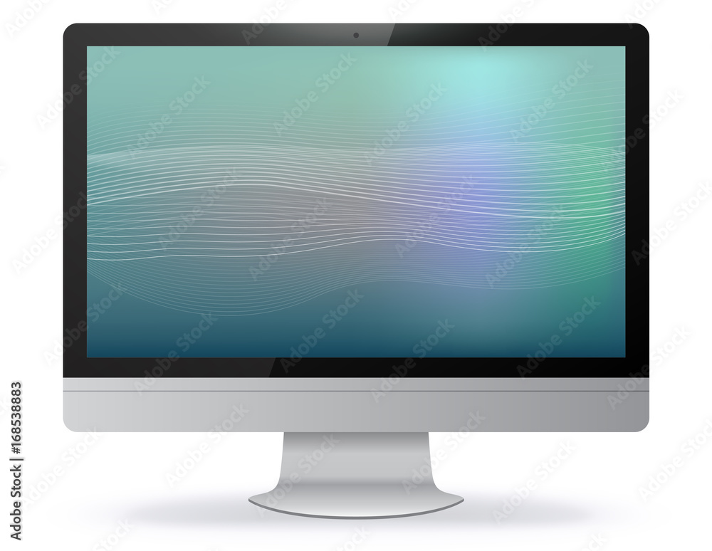 Aufkleber computer monitor vector illustration with abstract screen