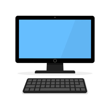 Icon of a black computer monitor with a keyboard.