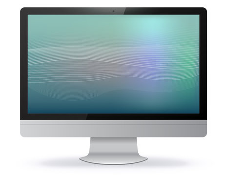 Computer Monitor Vector Illustration With Abstract Screen

