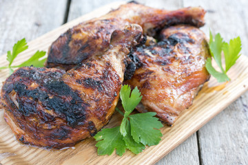 Grilled Roasted chicken legs with a thyme