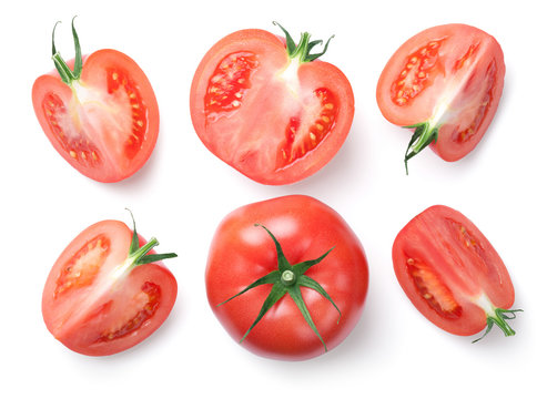 Pink Tomatoes Isolated on White Background