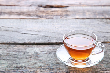 Cup of tea on wooden table