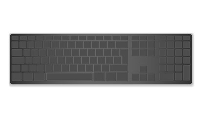 Modern layout, keyboard black computer keyboard, black keyboard isolated on white background. Vector illustration. EPS10.