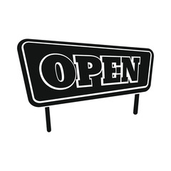 Signboard open black simple silhouette icon vector illustration for design and web