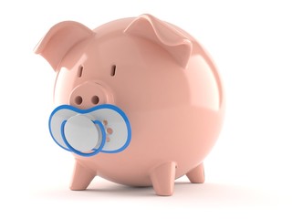 Piggy bank with baby dummy