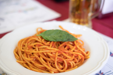 Spaghetti tomato sauce.