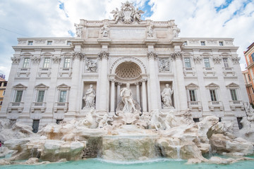 Fototapeta na wymiar The Fontana di Trevi or Trevi Fountain. the fountain in Rome, Italy. It is the largest Baroque fountain in the city and the most beautiful in the world.